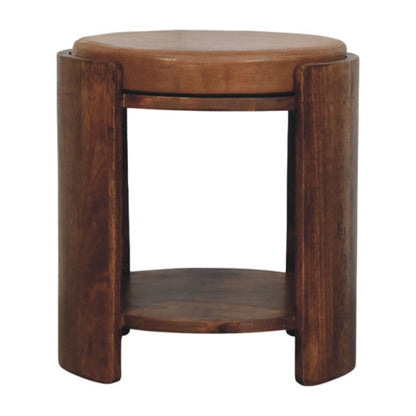 Sutton Buffalo Leather Stool with Lower Shelf