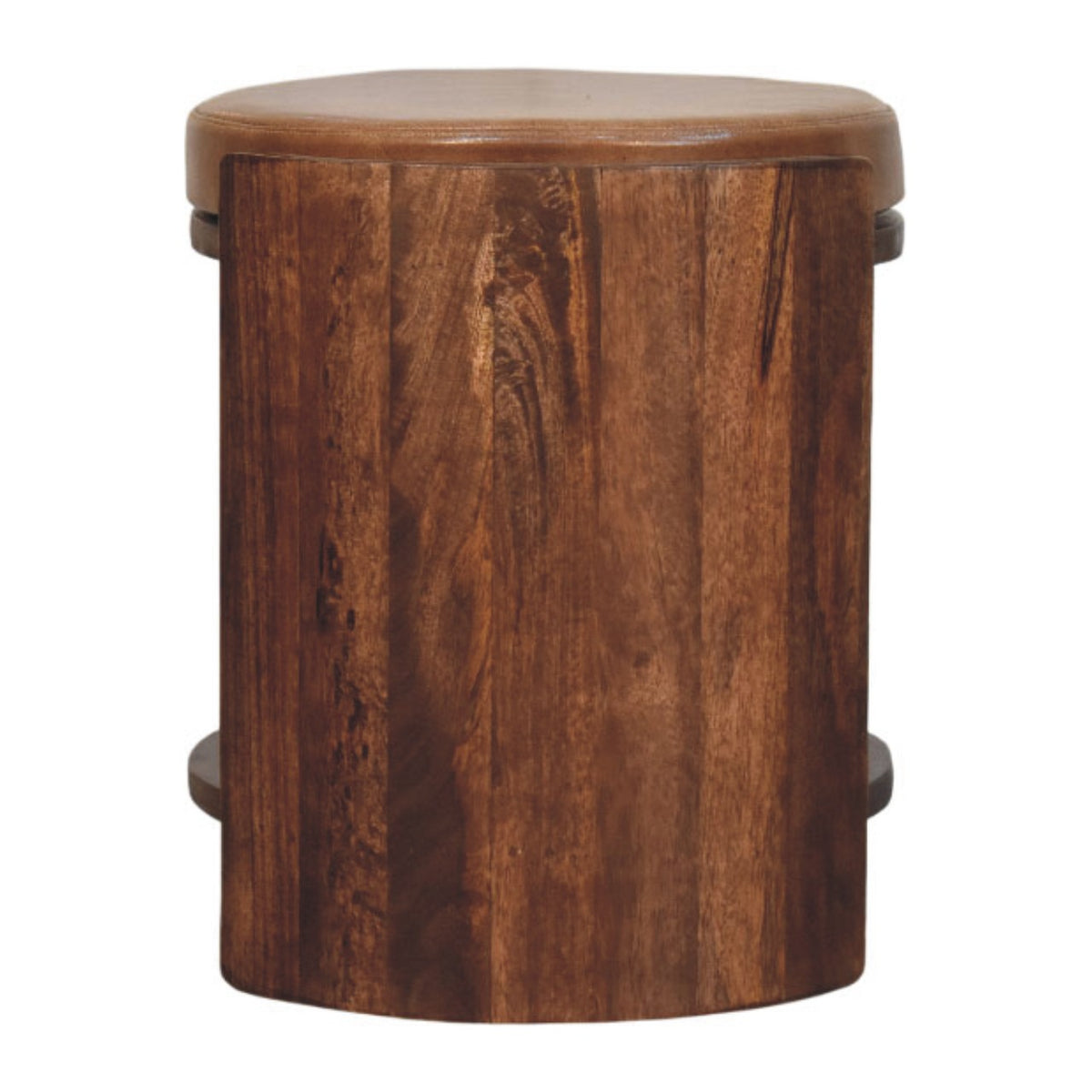Sutton Buffalo Leather Stool with Lower Shelf