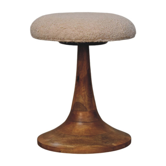 Bouclé Montauk Teak Sculpted Solid Wood Stool