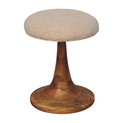 Bouclé Montauk Teak Sculpted Solid Wood Stool