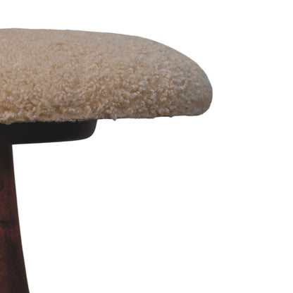 Bouclé Montauk Teak Sculpted Solid Wood Stool