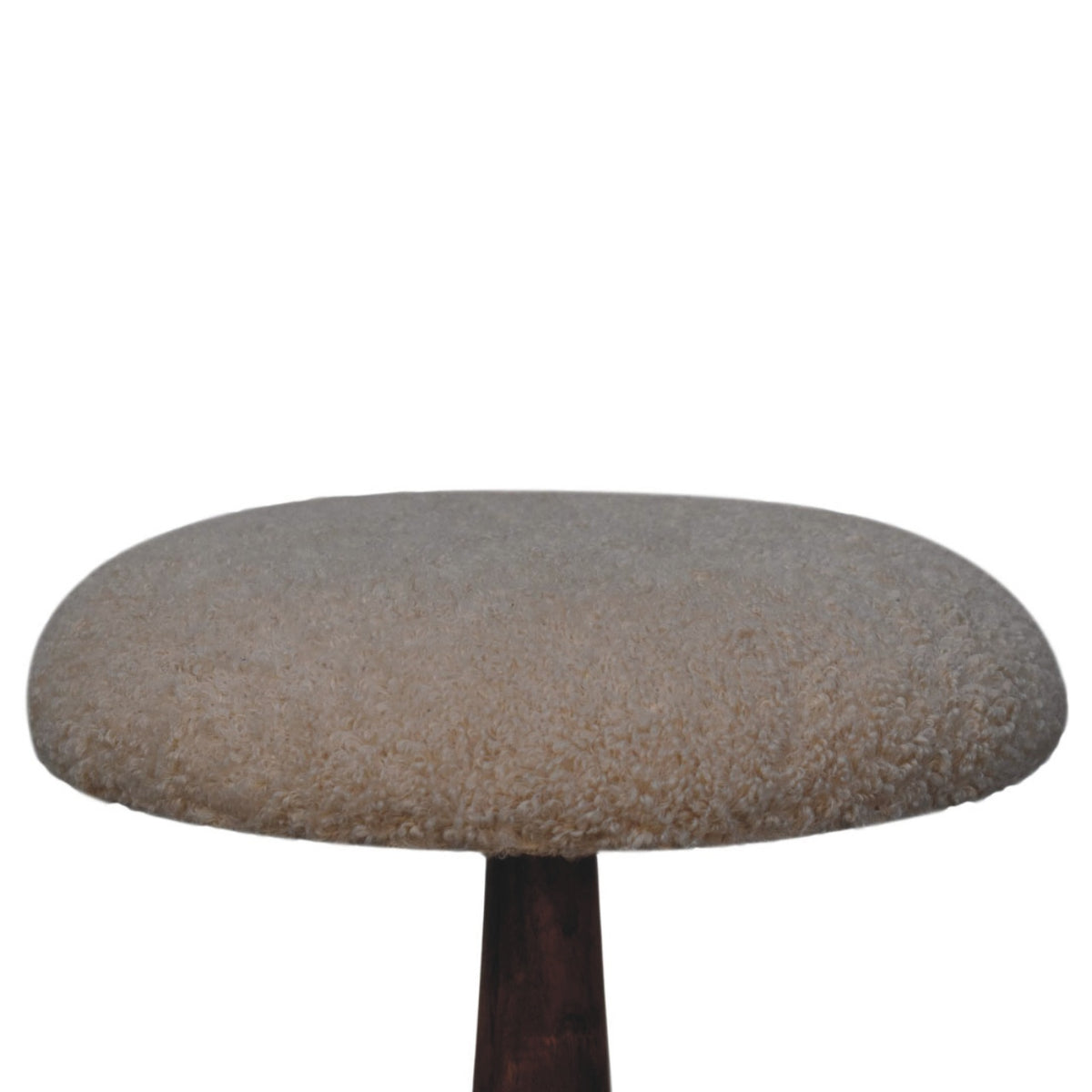 Bouclé Montauk Teak Sculpted Solid Wood Stool