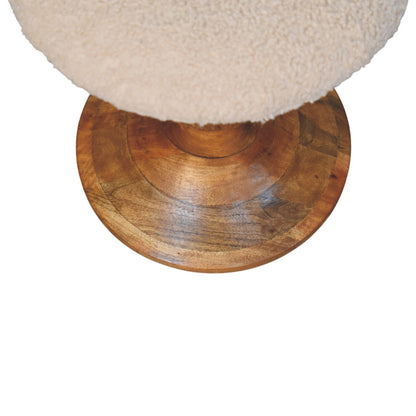 Bouclé Montauk Teak Sculpted Solid Wood Stool