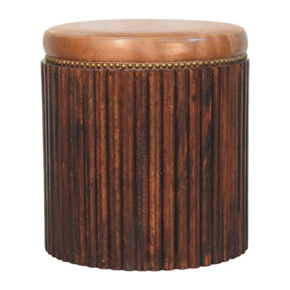 Highland Fluted Leather Accent Stool