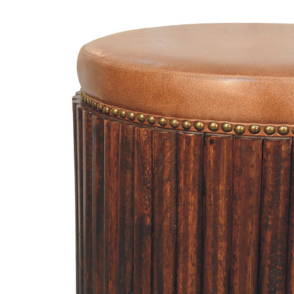Highland Fluted Leather Accent Stool