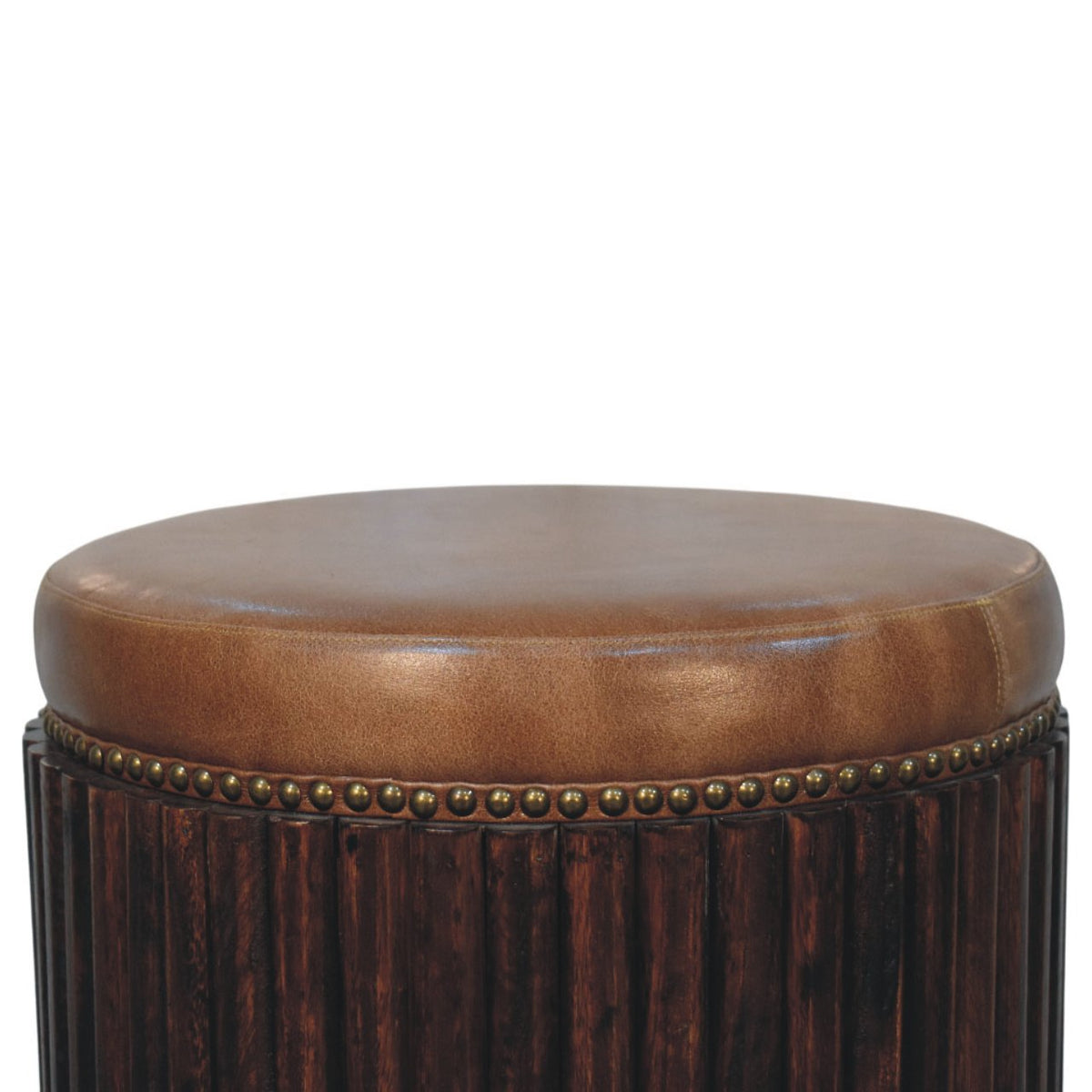 Highland Fluted Leather Accent Stool