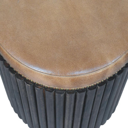 Highland Fluted Leather Accent Stool