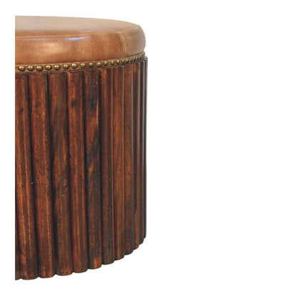 Highland Fluted Leather Accent Stool