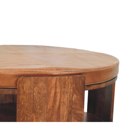 Sutton Buffalo Leather Round Coffee Table