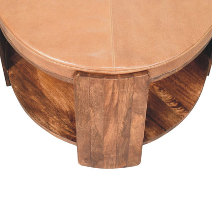 Sutton Buffalo Leather Round Coffee Table