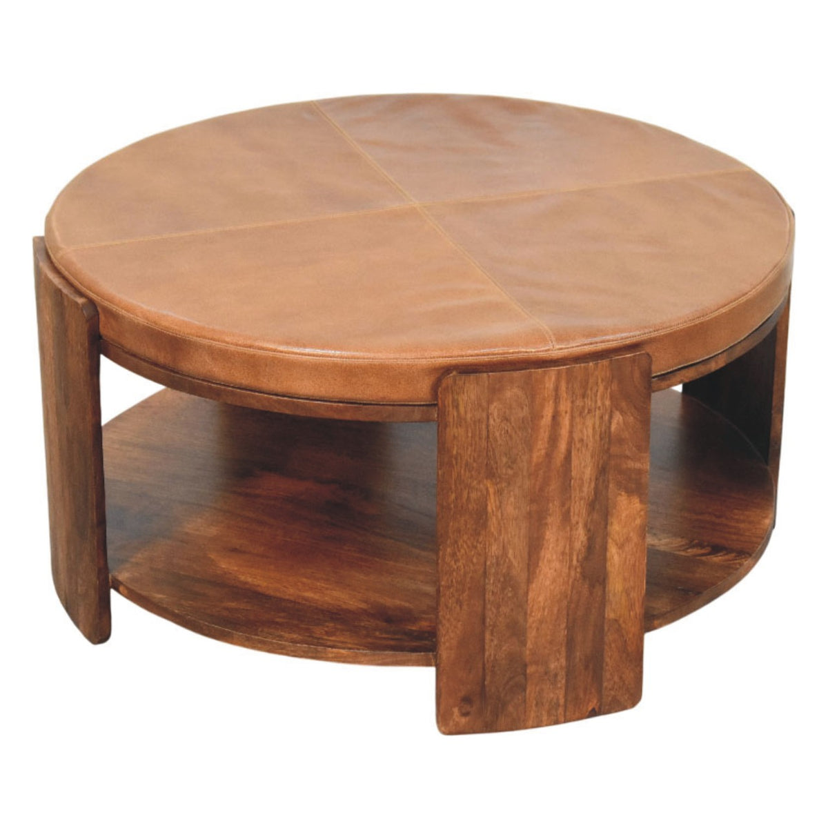 Sutton Buffalo Leather Round Coffee Table