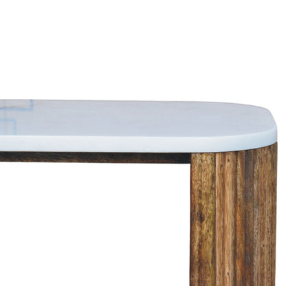 Beacon Teak Fluted 1 Drawer Marble Nightstand