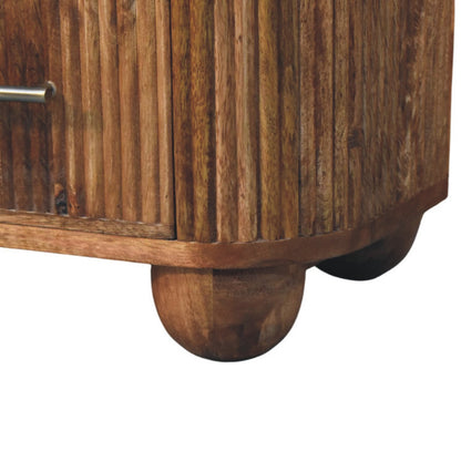 Beacon Teak Fluted 1 Drawer Marble Nightstand