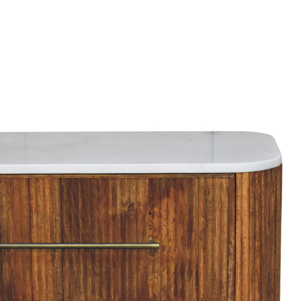 Beacon Teak Fluted 3 Drawer Marble Dresser
