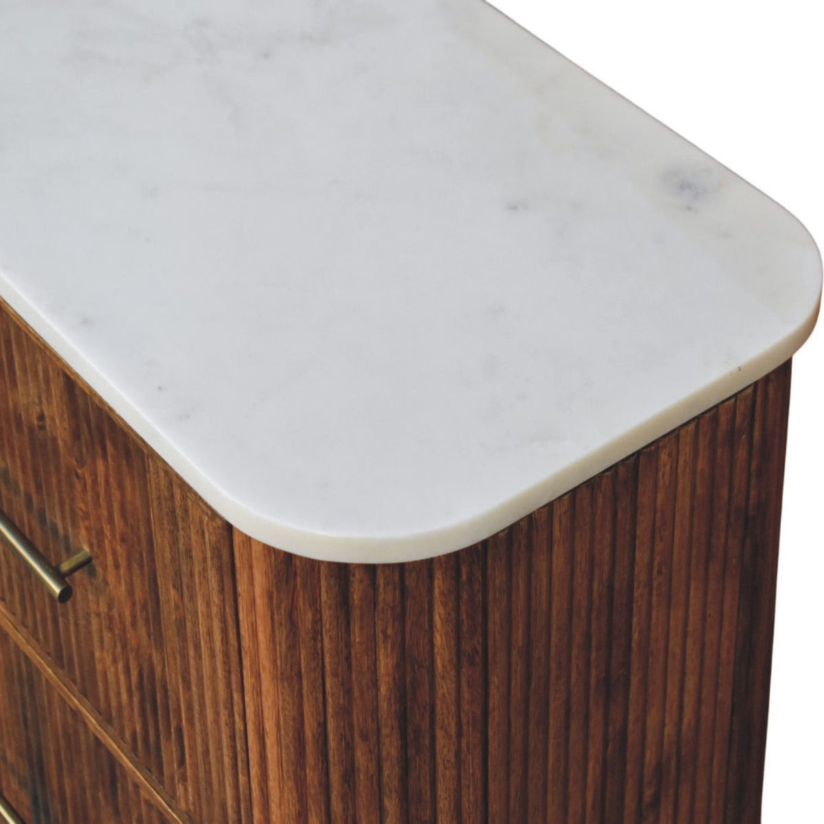 Beacon Teak Fluted 3 Drawer Marble Dresser