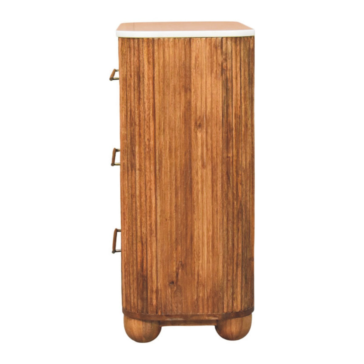 Beacon Teak Fluted 3 Drawer Marble Dresser