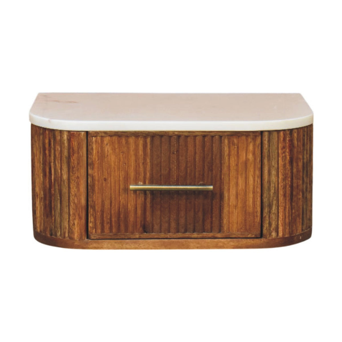Beacon Teak Fluted Marble Floating Nightstand