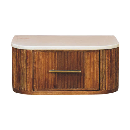 Beacon Teak Fluted Marble Floating Nightstand