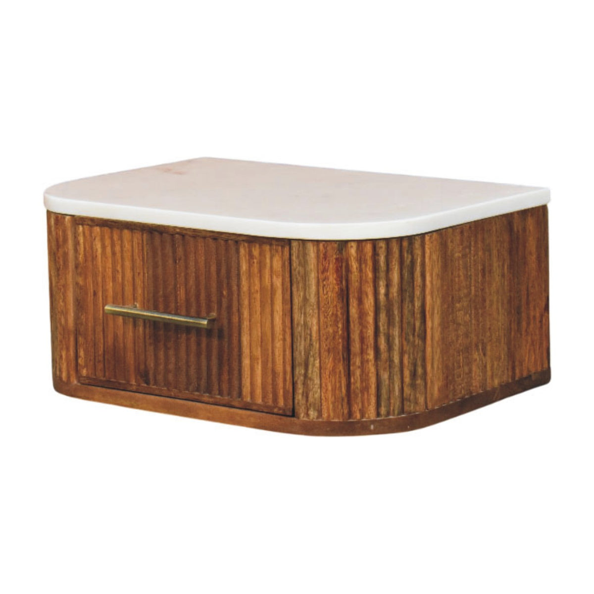Beacon Teak Fluted Marble Floating Nightstand