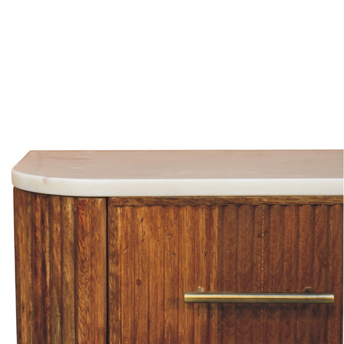 Beacon Teak Fluted Marble Floating Nightstand