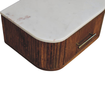 Beacon Teak Fluted Marble Floating Nightstand