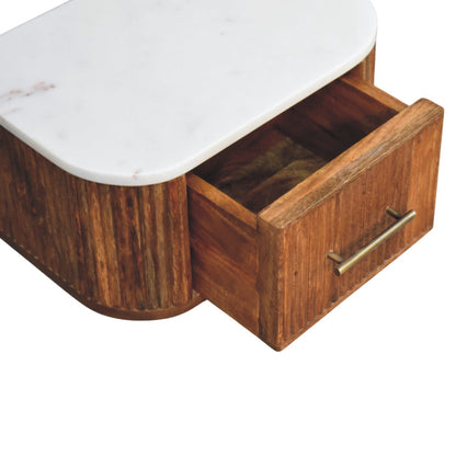 Beacon Teak Fluted Marble Floating Nightstand