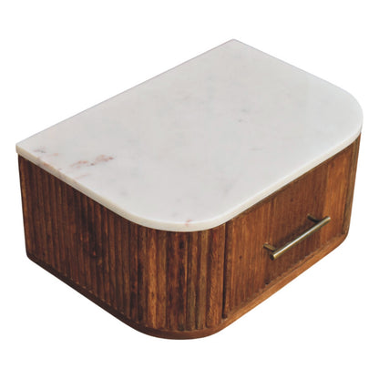 Beacon Teak Fluted Marble Floating Nightstand