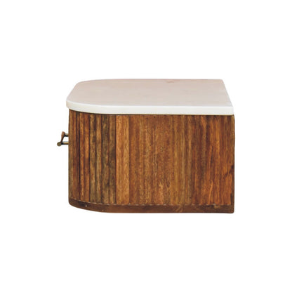 Beacon Teak Fluted Marble Floating Nightstand