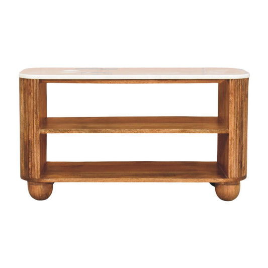 Beacon Teak Marble Top Shoe Storage Bench