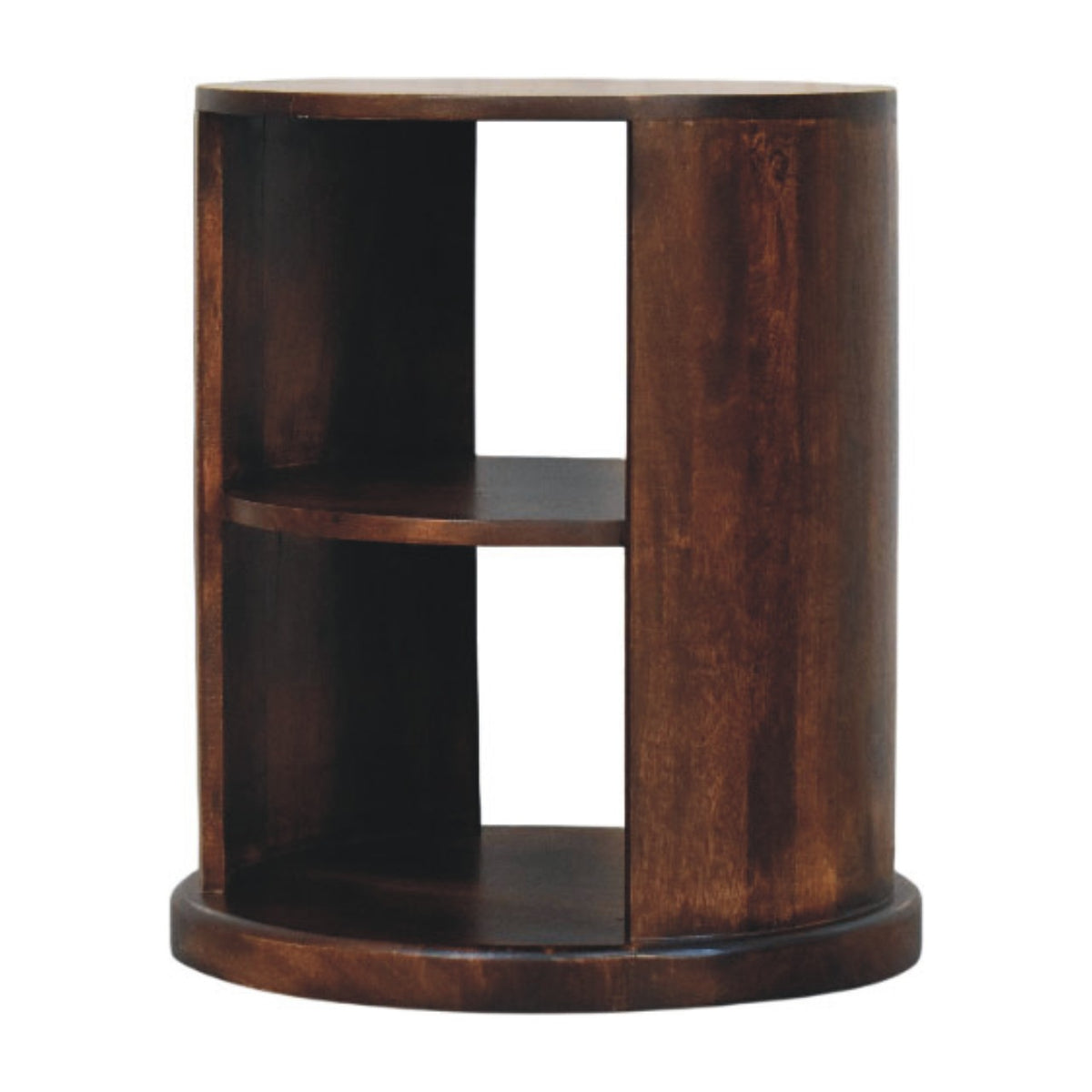 Catalina Walnut Round Wood 2 Shelf End Table