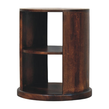 Catalina Walnut Round Wood 2 Shelf End Table