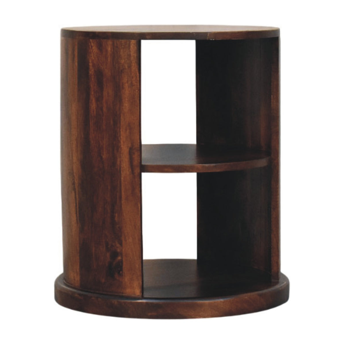 Catalina Walnut Round Wood 2 Shelf End Table