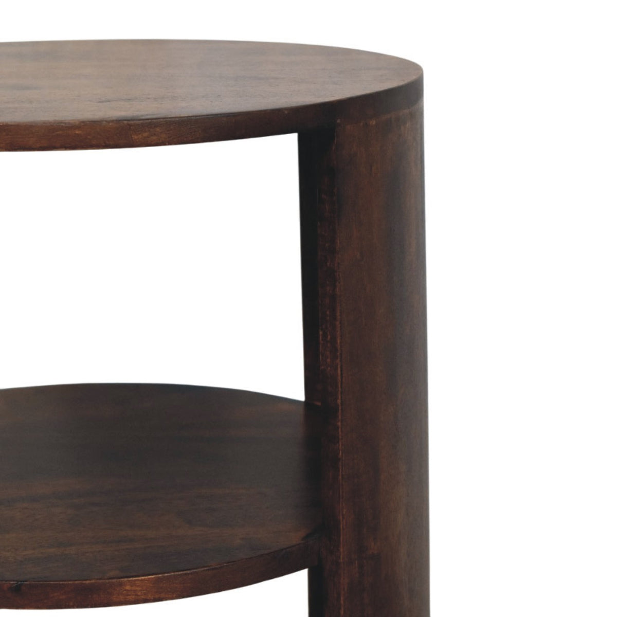 Catalina Walnut Round Wood 2 Shelf End Table