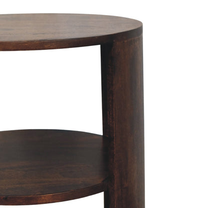 Catalina Walnut Round Wood 2 Shelf End Table