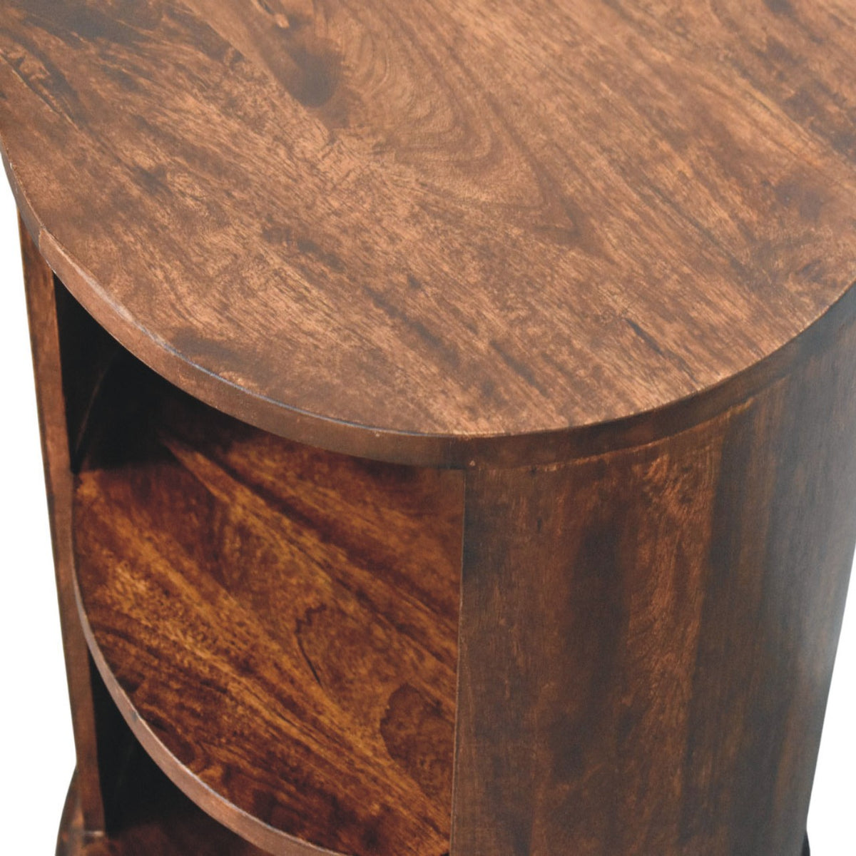 Catalina Walnut Round Wood 2 Shelf End Table