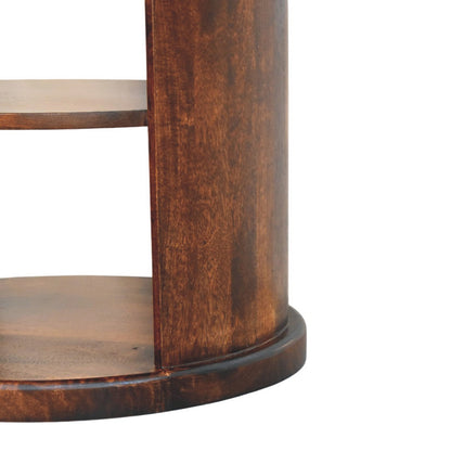 Catalina Walnut Round Wood 2 Shelf End Table