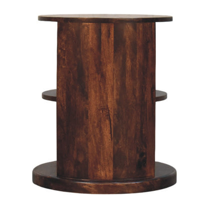 Catalina Walnut Round Wood 2 Shelf End Table