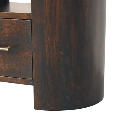 Sonora Mocha Wood 1 Drawer Shelf Nightstand