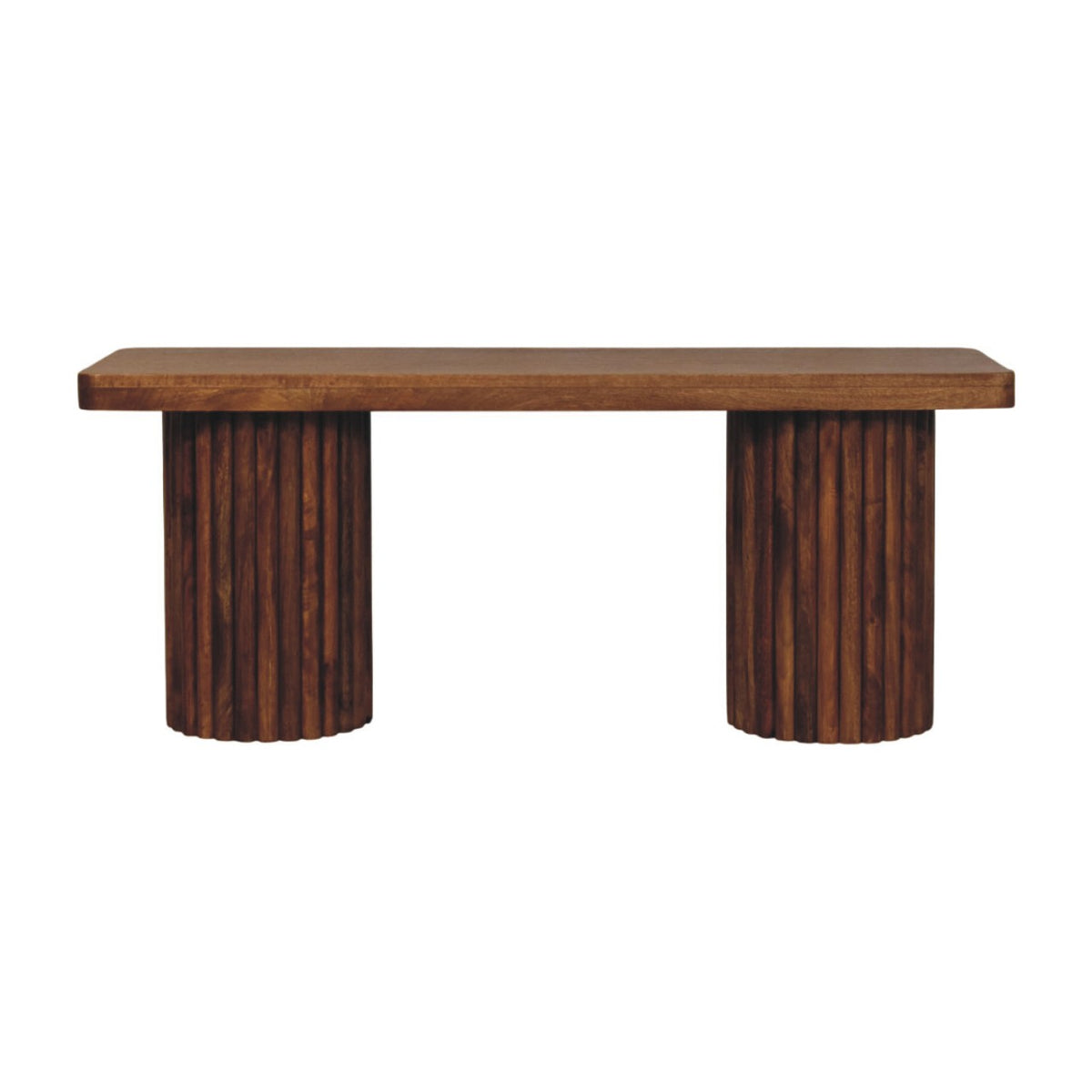 Taos Amber Oak Fluted Solid Wood Bench