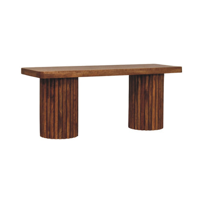 Taos Amber Oak Fluted Solid Wood Bench