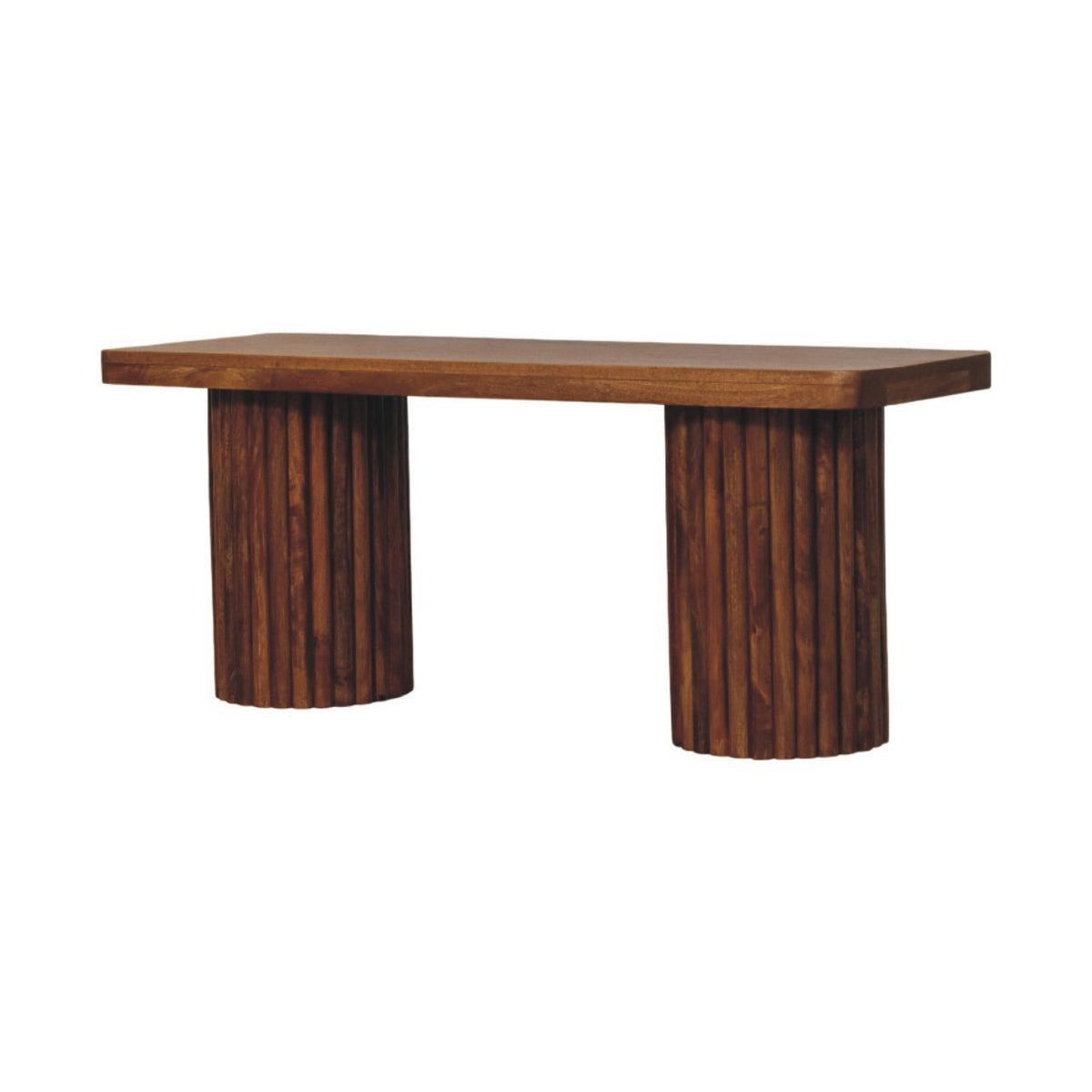 Taos Amber Oak Fluted Solid Wood Bench