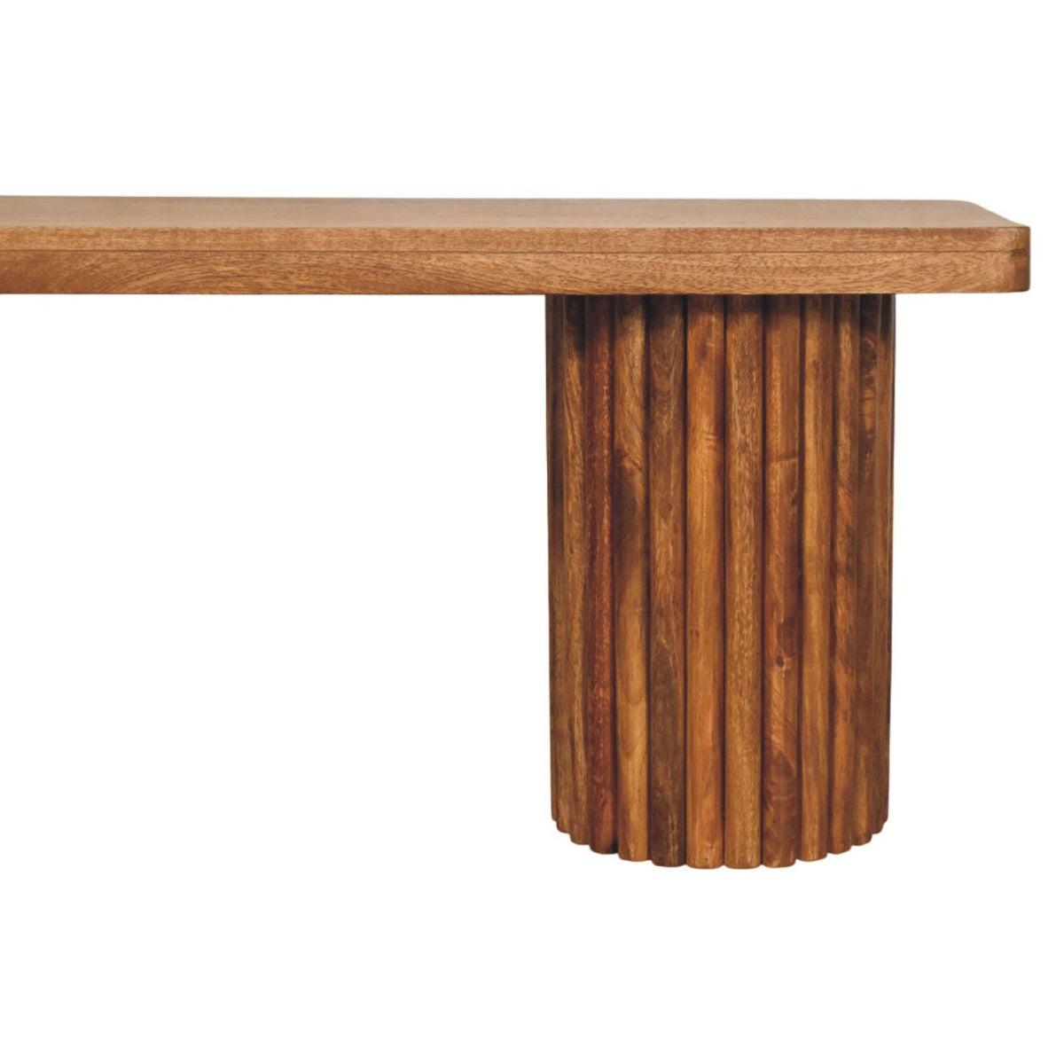 Taos Amber Oak Fluted Solid Wood Bench