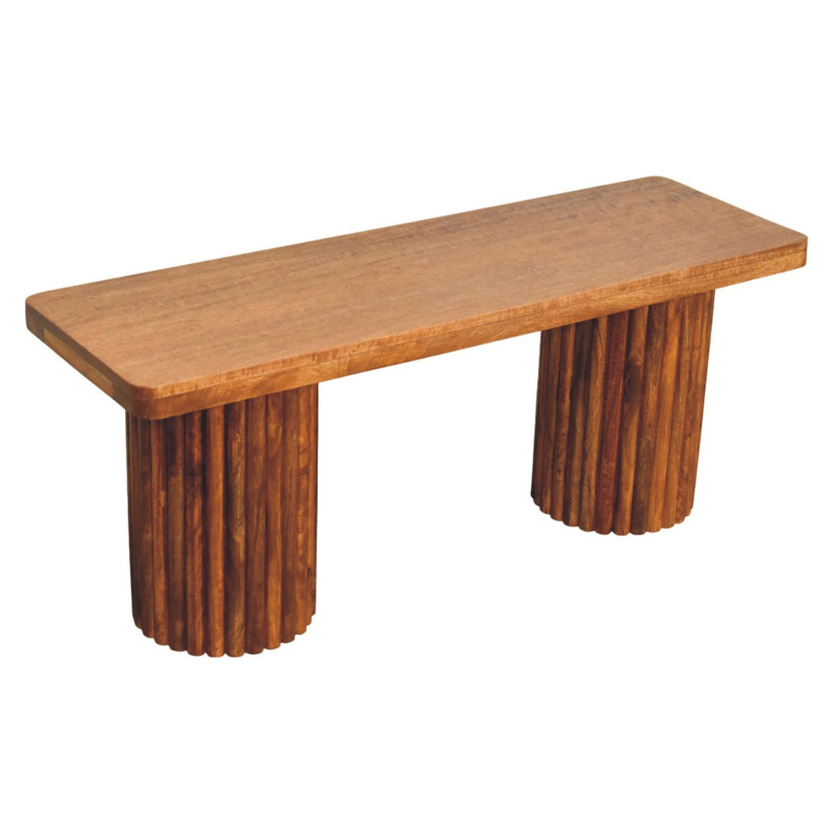 Taos Amber Oak Fluted Solid Wood Bench
