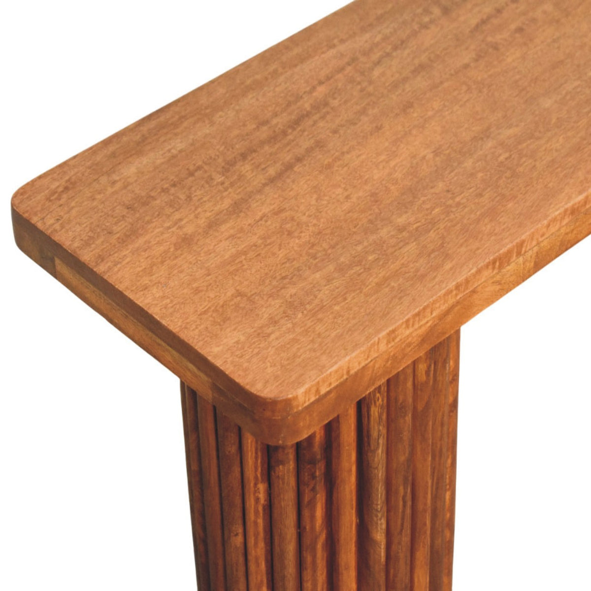 Taos Amber Oak Fluted Solid Wood Bench