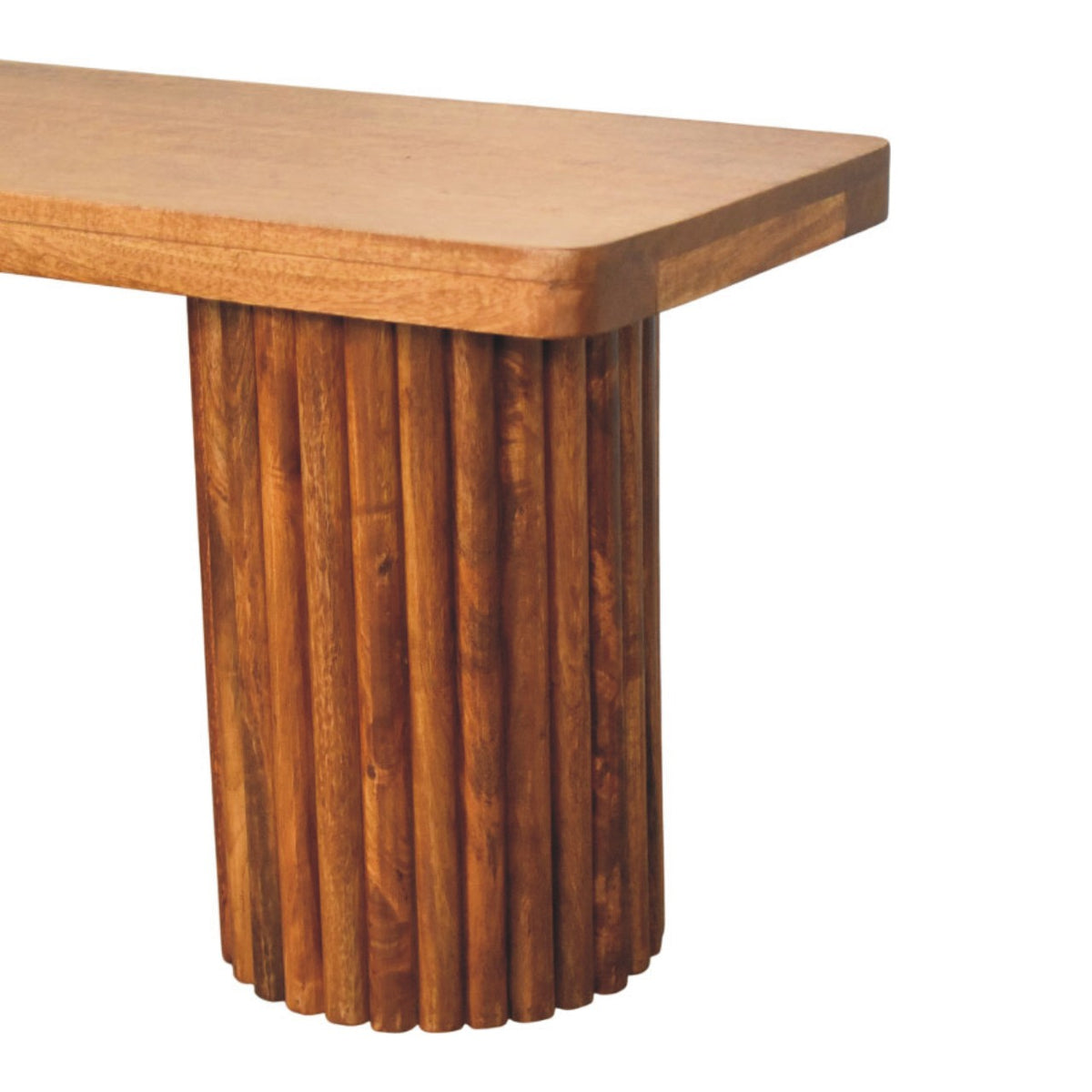 Taos Amber Oak Fluted Solid Wood Bench