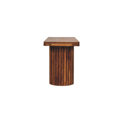 Taos Amber Oak Fluted Solid Wood Bench