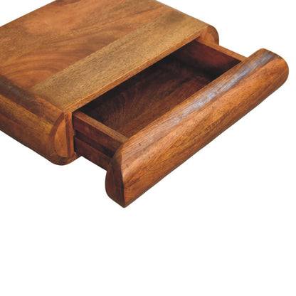 Marin Amber Oak Floating Curved Wood Bedside