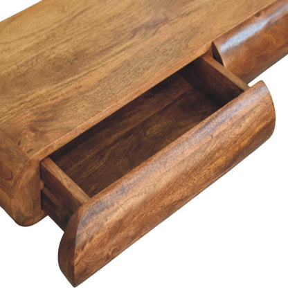 Marin Amber Oak Floating 2-Drawer Wood Shelf