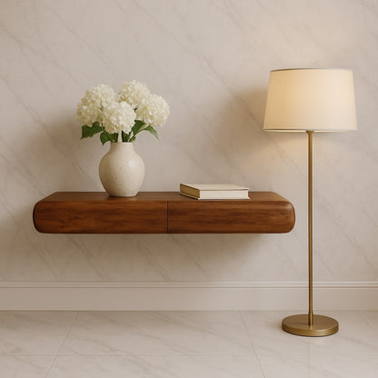Marin Amber Oak Floating 2-Drawer Wood Shelf