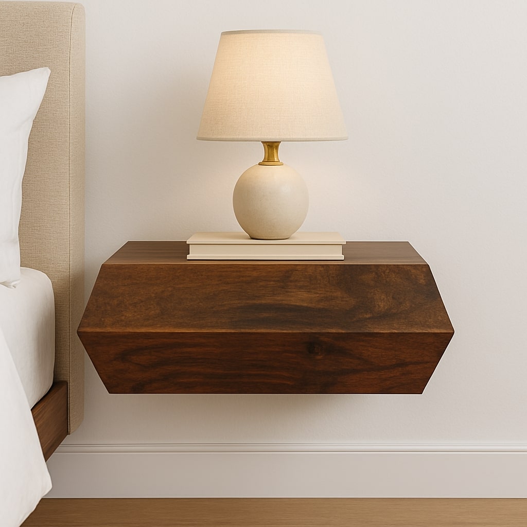 Geometric Teak 1 Drawer Wall-Mounted Shelf
